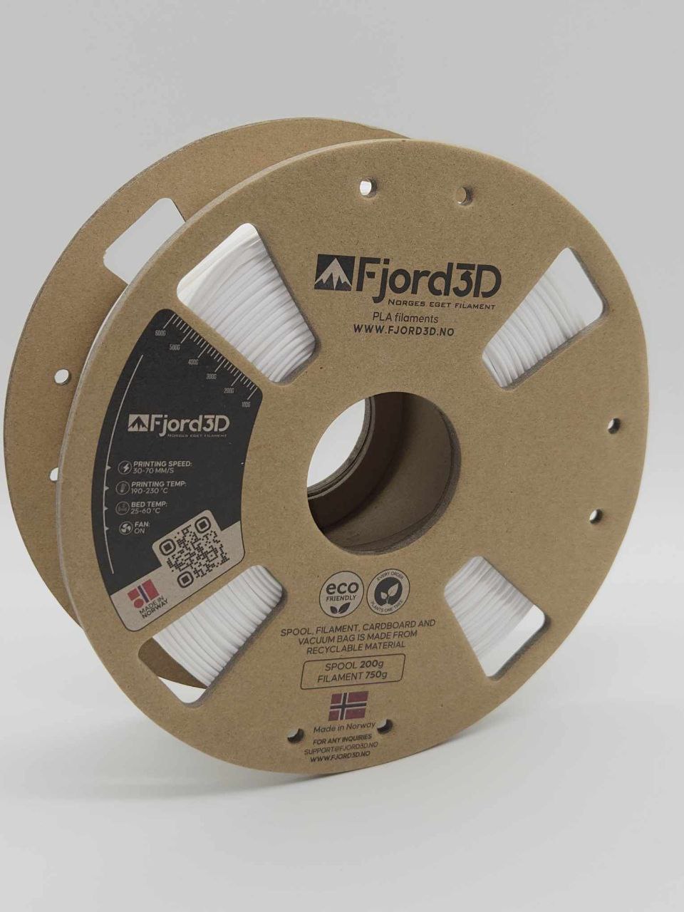 Fjord3D PLA filament produsert i Norge